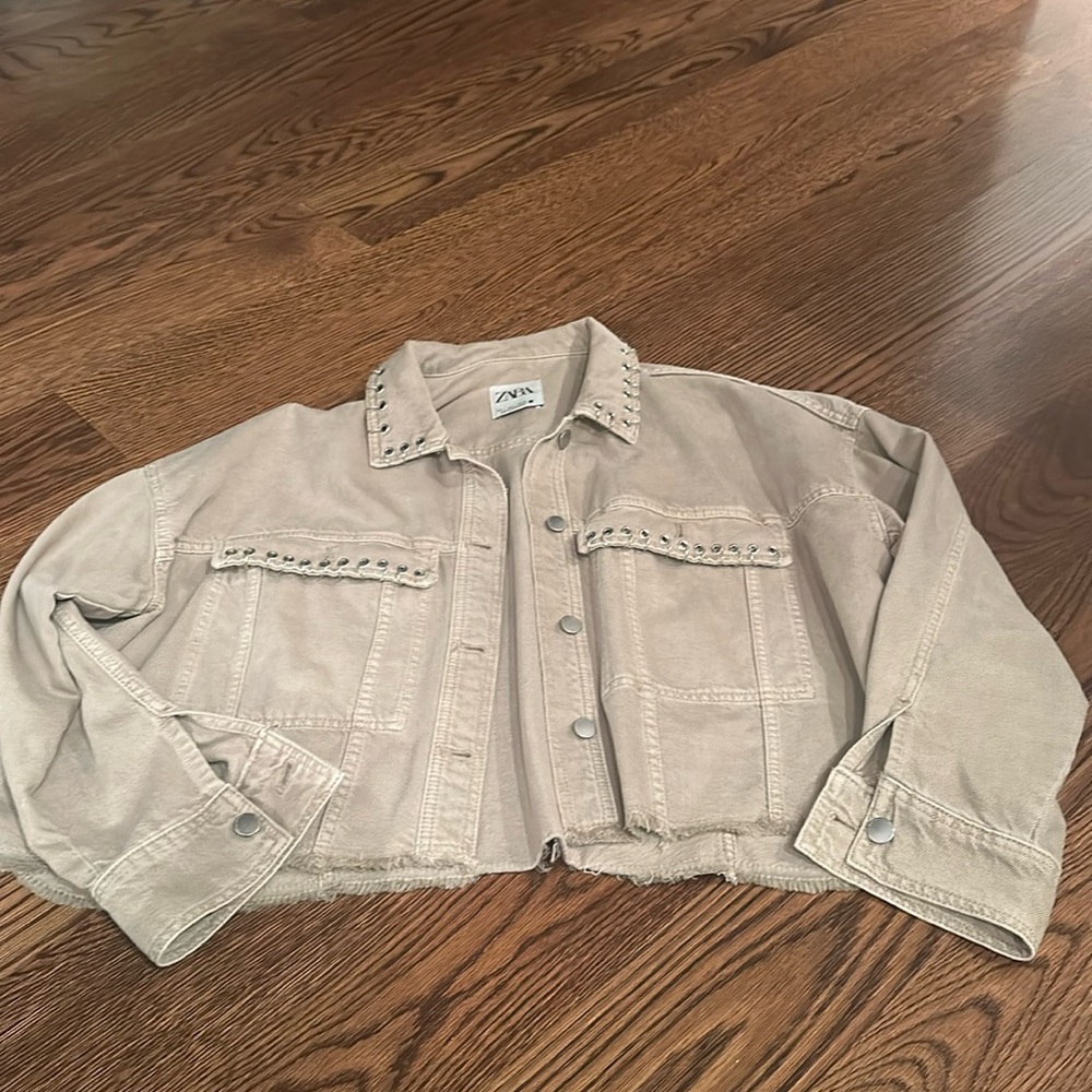 Zara cropped denim overshirt
